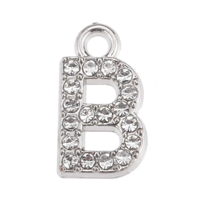 10/26pcs Silver Color Alloy Crystal Mini Alphabet 26 Letter Charms Pendants for Women Necklace Earring Jewelry Accessories - 