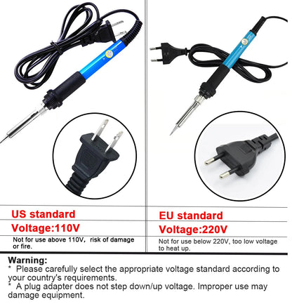 60W Adjustable Temperature Electric Soldering Iron Welding Iron Rework Station Heat Pen Tips DIY Repair Tool