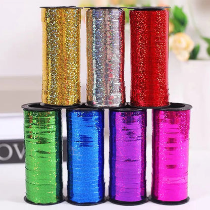 100Yards/Roll Glitter Curling Ribbons Balloon Ribbons Gift Wrap Ribbons for Crafts Christmas Birthday Wedding Party Decoratio