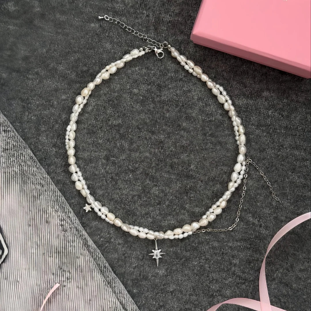Minimalist Pearl Necklace for Women New Style Luxury Sensation Tassel Cold Tone Feng Shui Xiaomi Bead French Collar Chain - Q