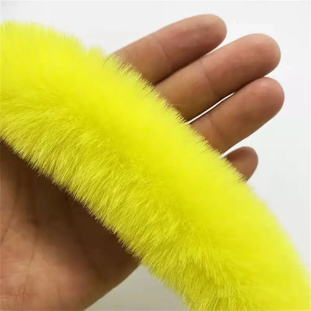 1PC 100cm in Length And 5cm in Width Faux Rabbit Fur Tape Trimming Ribbon Furry Fluffy Sewing DIY Craft Scarf Collar - yellow