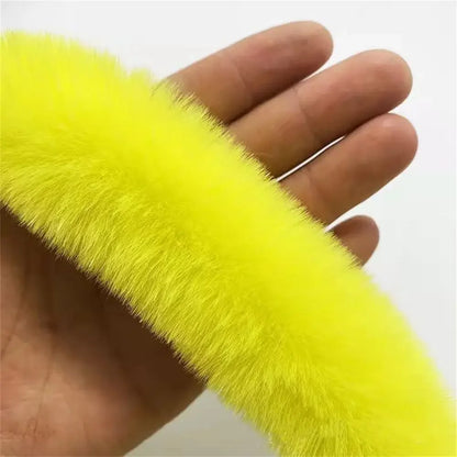 1PC 100cm in Length And 5cm in Width Faux Rabbit Fur Tape Trimming Ribbon Furry Fluffy Sewing DIY Craft Scarf Collar - yellow