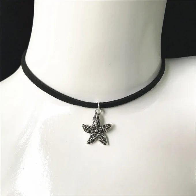 90's Inspired Gothic Lolita Punk Choker Necklace Black Velvet Suede Steampunk Torques Jewelry Statement Colar Christmas Gift 