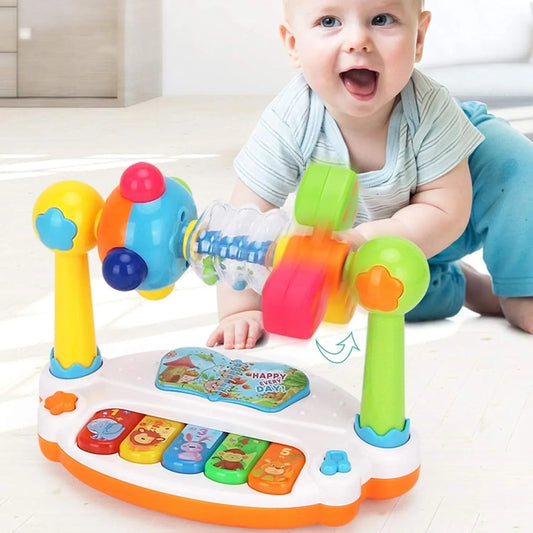 Baby Piano Toys Kids Rotating Music Keyboard Light Sound, Musical Toy for Toddlers,Early Educational Music Toy Gift Random Co