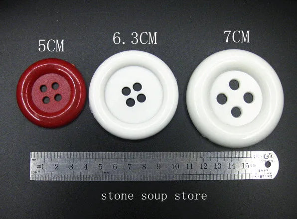 3-10pcs Super big white Buttons 5/6.5/7cm Great circle edge 4 hole nylon Large Buttons Diy decor Clothing Sewing accessories