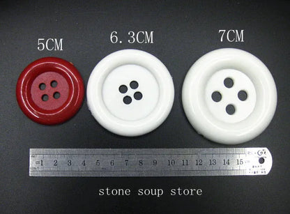 3-10pcs Super big white Buttons 5/6.5/7cm Great circle edge 4 hole nylon Large Buttons Diy decor Clothing Sewing accessories