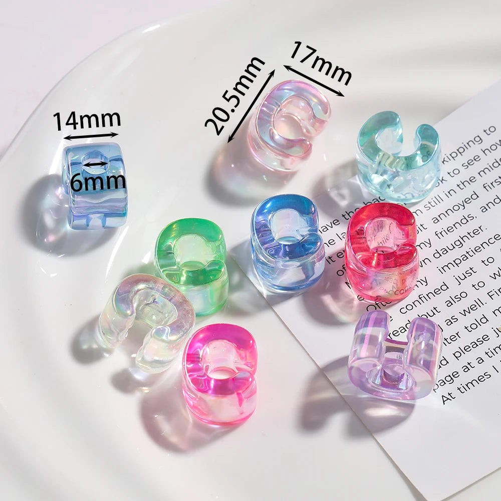 5pcs/lot Multicolour Random Letter Beads Acrylic Transparent Alphabet Bead For Jewelry Making DIY Necklace Keychain Accessori