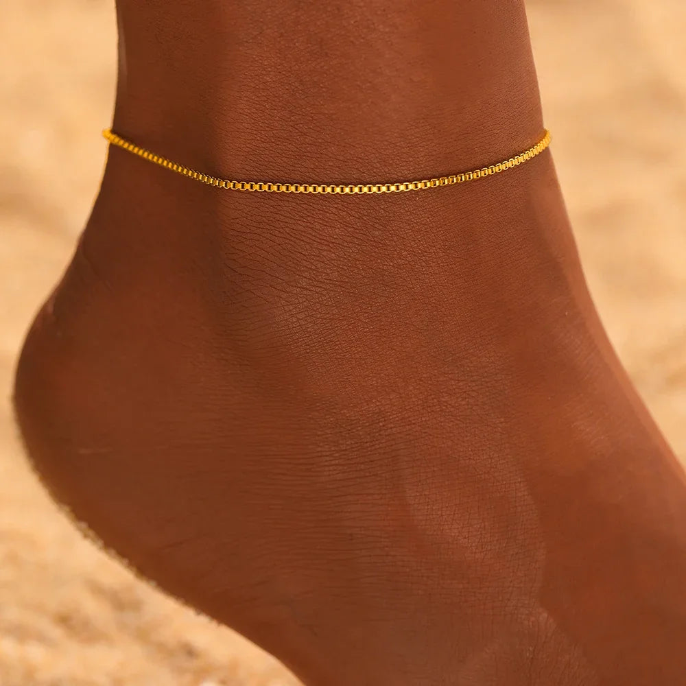 Stainless Steel Anklets Minimalist Popular Design Adjustable link Chain Non-fade For Women Everyday Wear Length 21cm+5cm