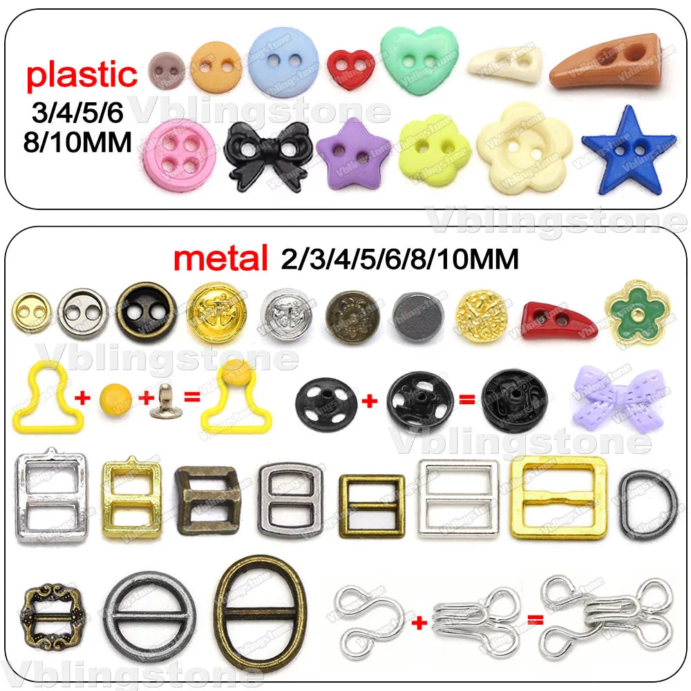 3/4/5mm Metal Buttons 100pcs Mini Buttons for Dolls Clothes 2Holes Sew Button for Needlework Round Buckles Handmade Accessori