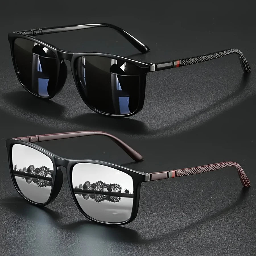 2/3pcs Luxury Square Vintage Cycling Sunglasses Men Women Fashion Travel Driving Fishing Sun Glasses Male Eyewear UV400 - Sil