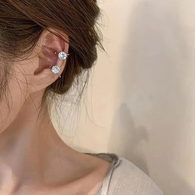 Elegant Shiny Zircon Clip Earrings Adjustable Non Piercing Ear Clips for Women Daily Wear Party Banquet Jewelry Gift New Fash