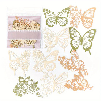 10 pcs Vintage Lace Hollow Material Paper Butterfly Craft Paper Junk Journal Planner Decorative DIY Scrapbooking Material Pac