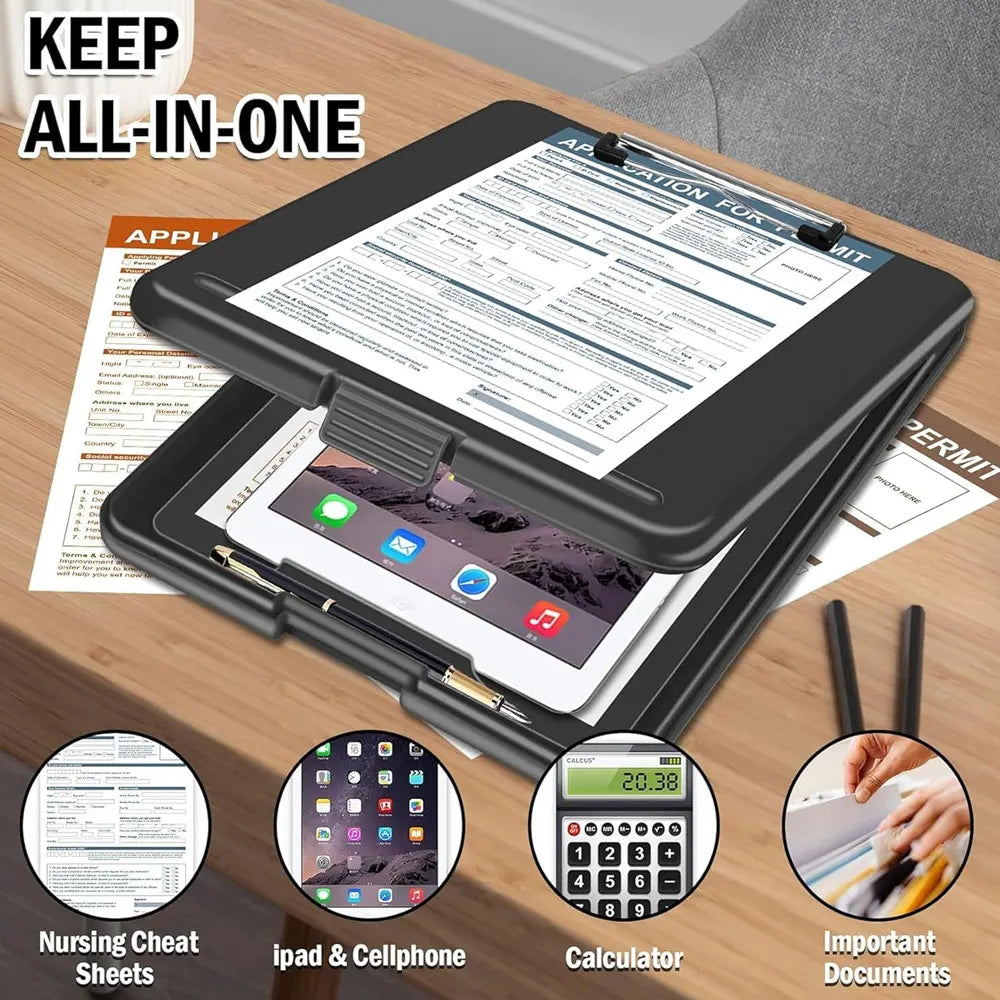 Black Plastic Writing Board - With Storage Box, Slim Design, Suitable for Home and Office, Memo Clipboard