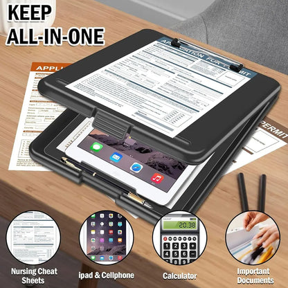 Black Plastic Writing Board - With Storage Box, Slim Design, Suitable for Home and Office, Memo Clipboard