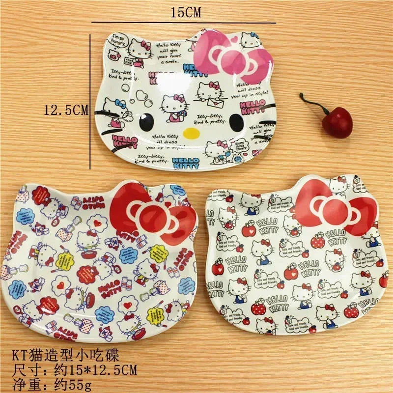 Anime Kawaii Hello Kitty Big Head Plate. Super Cute Plate Is Designed for Girls. It's a Charming Addition to Any Kitchen or H