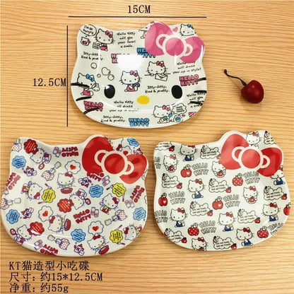 Anime Kawaii Hello Kitty Big Head Plate. Super Cute Plate Is Designed for Girls. It's a Charming Addition to Any Kitchen or H