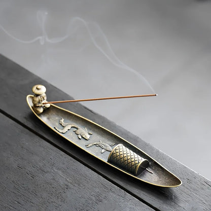 Creative Incense Holder Aromatherapy Ornament Incense Holder Boat Old Men Fishing Japanese Style Incense Stick Burner Home De