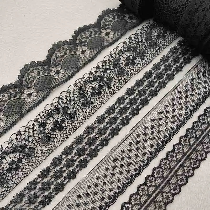 Beautiful 10 Yards/Lot Black Lace Ribbon Tape Quality Lace Trim DIY Embroidered Lace For Sewing Decoration African Lace Fabri