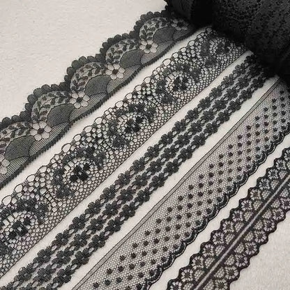 Beautiful 10 Yards/Lot Black Lace Ribbon Tape Quality Lace Trim DIY Embroidered Lace For Sewing Decoration African Lace Fabri