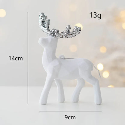 Christmas Supplies 2024 Christmas Pendant Tree Decorative Pendant Pink Flocked Deer Ornament New Year'S Decor новогодний деко
