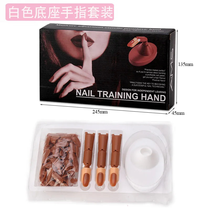 Nail Training Hand Nail Art Practice Model With Base Showing Shelf Manicurist Beginner Replace Finger Tips Nail Piece