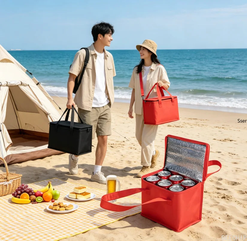 Portable Lunch Cooler Bag Folding Insulation Picnic Ice Pack Food Thermal Bag Drink Carrier Insulated Bags Beer Delivery Bag