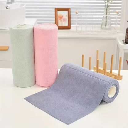 50 Sheets/Roll Microfiber Dishcloth Reusable Double Sided Kitchen Cleaning Cloth for Dishes Utensils Glass Kitchen Accessory