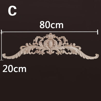 Wood Appliques and Onlays Natural Furniture Wall Door Woodcarving Decorative Long Flower Wooden Figurines Crafts Corner Frame