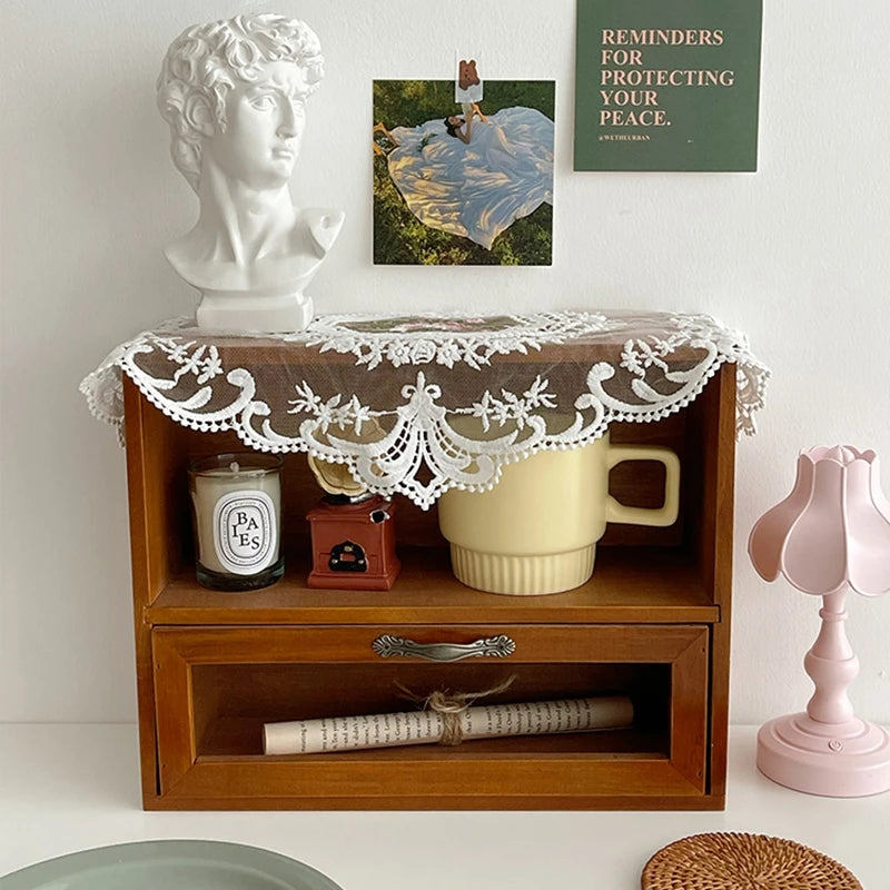 Vintage Lace Coaster Table Cloth Lace Tablecloth Embroidery Placemat Cabinet Furniture Decoration Background Photo Props