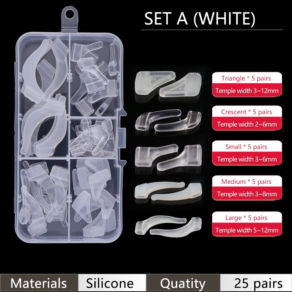 Ear Grip Hooks Anti-slip Holder Glasses Sunglasses Silicone Ear Hook Set For Eyeglasses Eyewear Accessories - Set A White