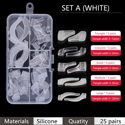 Ear Grip Hooks Anti-slip Holder Glasses Sunglasses Silicone Ear Hook Set For Eyeglasses Eyewear Accessories - Set A White