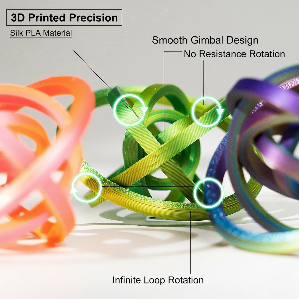3D Printed Hex Ring Finger Ring - Colorful Rotating Novelty Ornament, PLA Material, Trendy Unique Desktop Toy