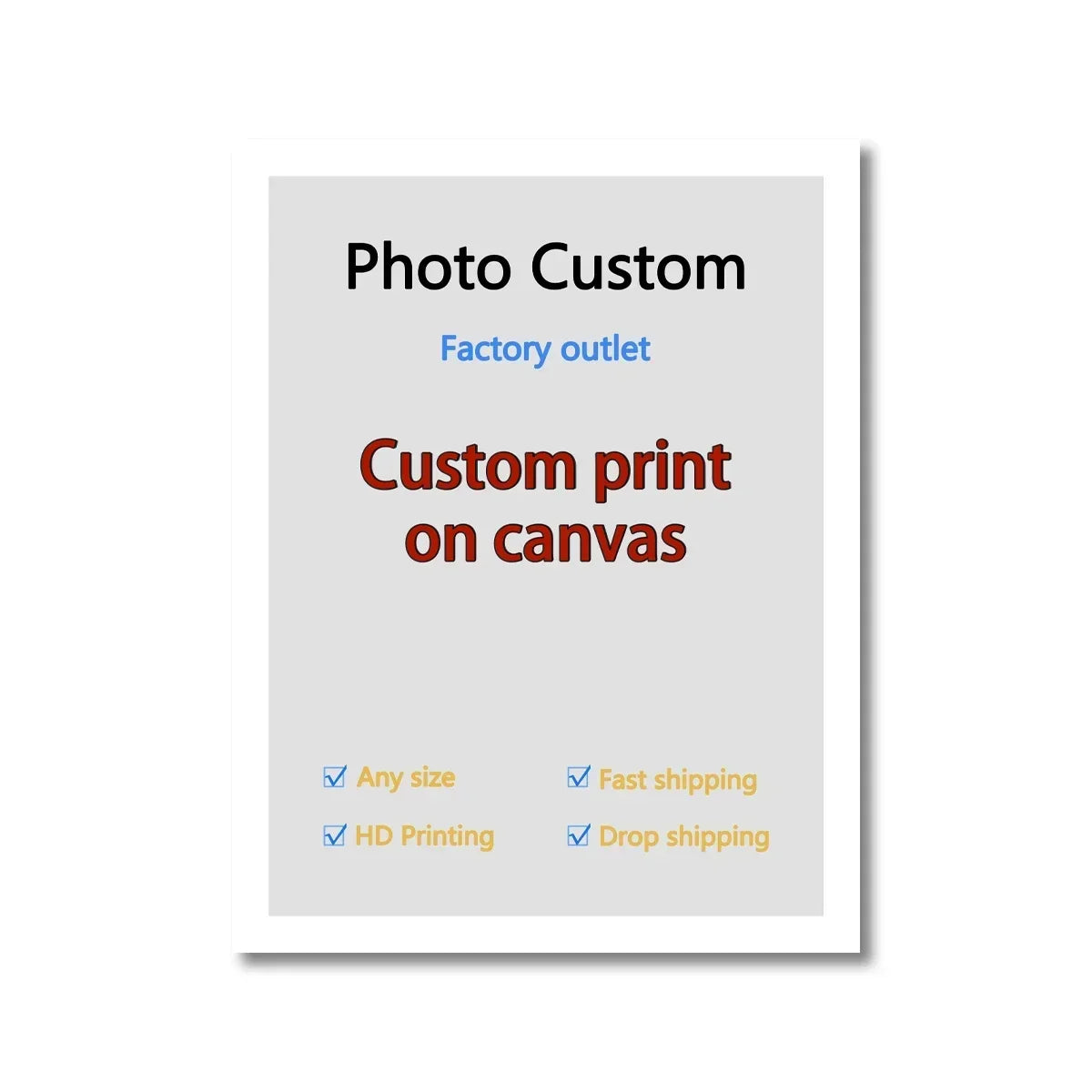 YWDECOR Custom Big Size Painting Canvas HD Print Your Picture Personalized Wall Art Poster Photo for Living Room Home Decor G
