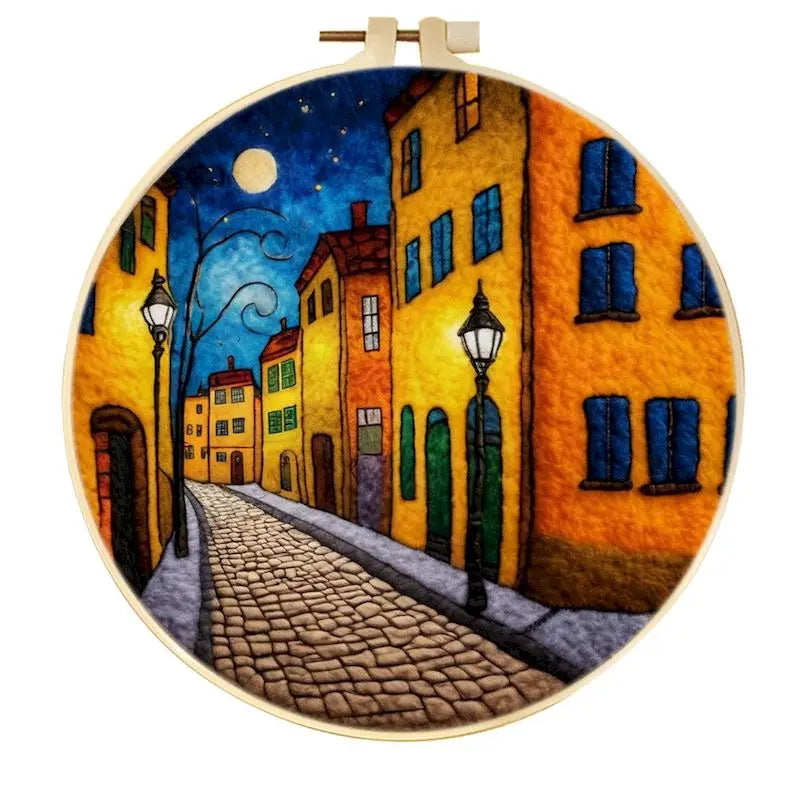 PhotoCustom Diy Felting Kit Wool Felting Painting With Complete Kit House Landscape Wool Needle Felt Picture Kit Felt Craft N