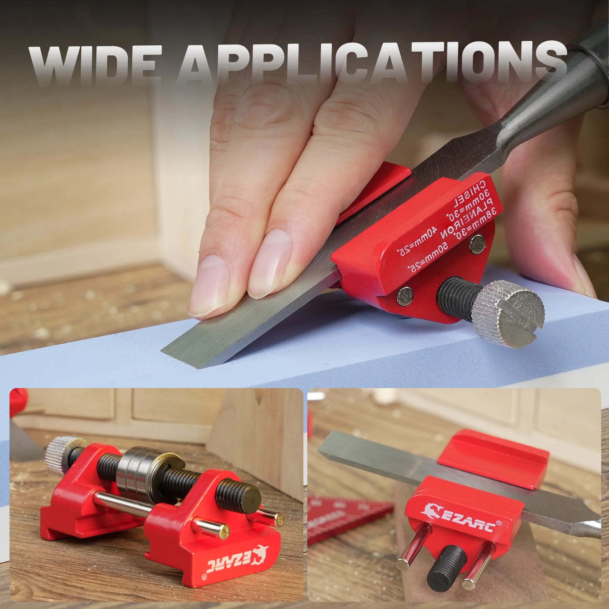 Honing Guide Chisel Sharpening Jig for Chisels 1/8” to 1-7/8” & Planer Blades 1-3/8” to 3-1/8”, Adjustable Angle Guide Sharpe