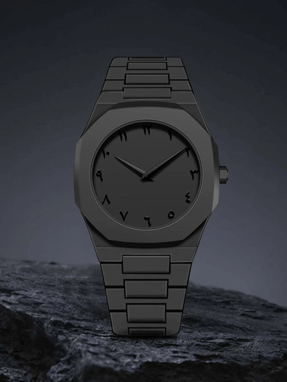 TOMI Simple Style Men Quartz Watch Classic Male Daily Wristwatch - Black text