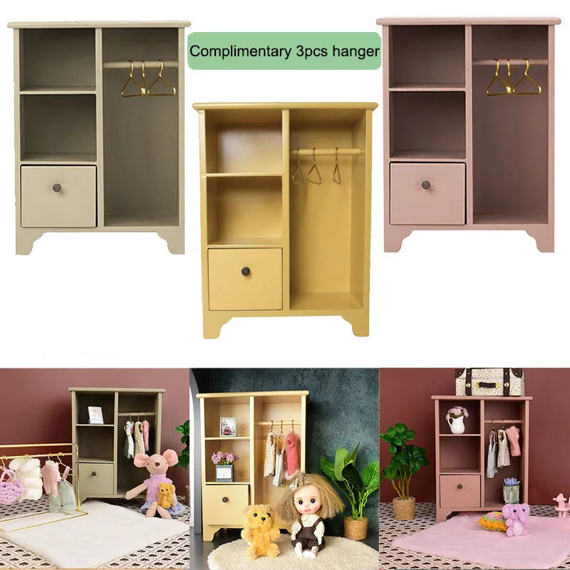 Miniature wooden wardrobes, dollhouse furniture accessories, and miniature scene decorations BJD/OB11 dollhouse home furnishi