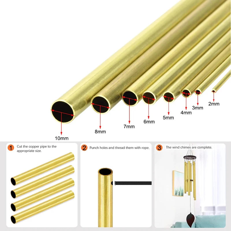 1pcs Brass Tube DIY Length 200mm 300mm 500mm Brass Round Tube Round Diameter 25/22/20/18/16/14/12/10/8/6/5/4/3/2mm