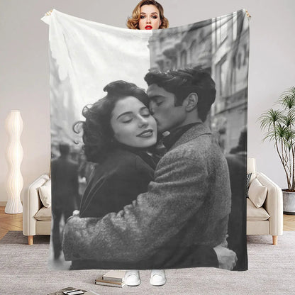 1 Piece of Custom DIY Personalized Photo Blanket for Your Loved One - Flannel Blanket with Personalized Photo, Soft and Warm,