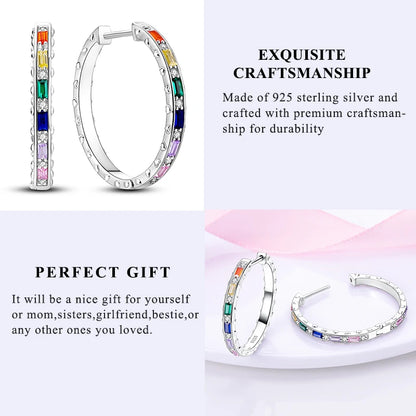 925 Sterling Silver Hoops Earrings Hypoallergenic Hoops Earrings With Zirconia Fashion Jewelry for Women Girls