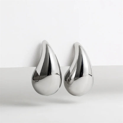 Vintage Chunky Dome Drop Earrings For Women Gold Plated Stainless Steel Thick Teardrop Earring Statement Wedding Jewelry Gift