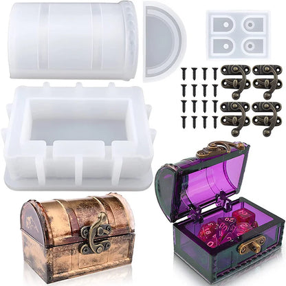 DIY Storage Box Silicone Mould Set Treasure Chest Jewelry Organizer Resin Molds Gypsum Clay Crafts Making Supplie for Home De