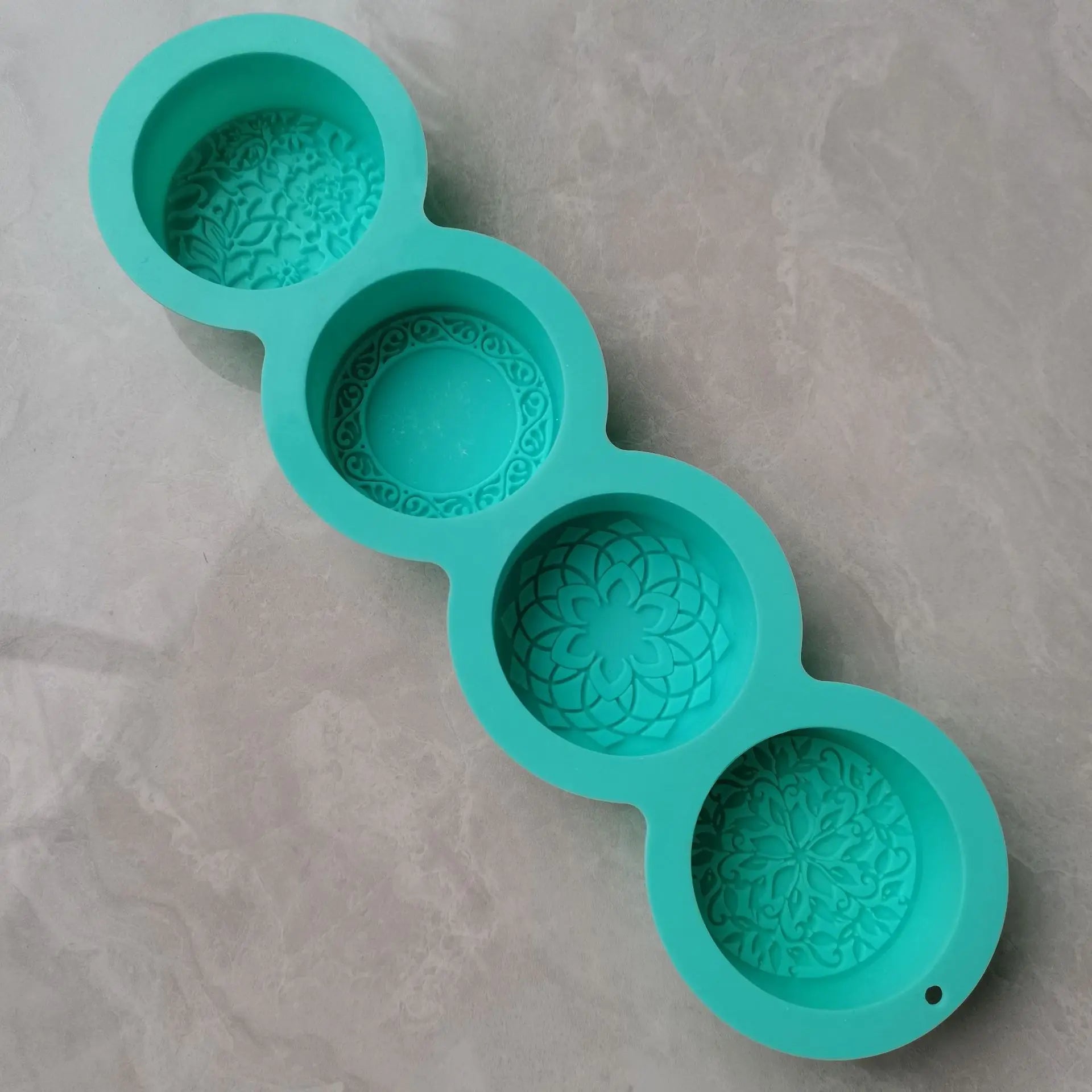 Handmade Silicone Soap Molds 4 Types Embossing Mould DIY Circular Soap Craft Candy Chocolate Ice Cube Making Tools - B A