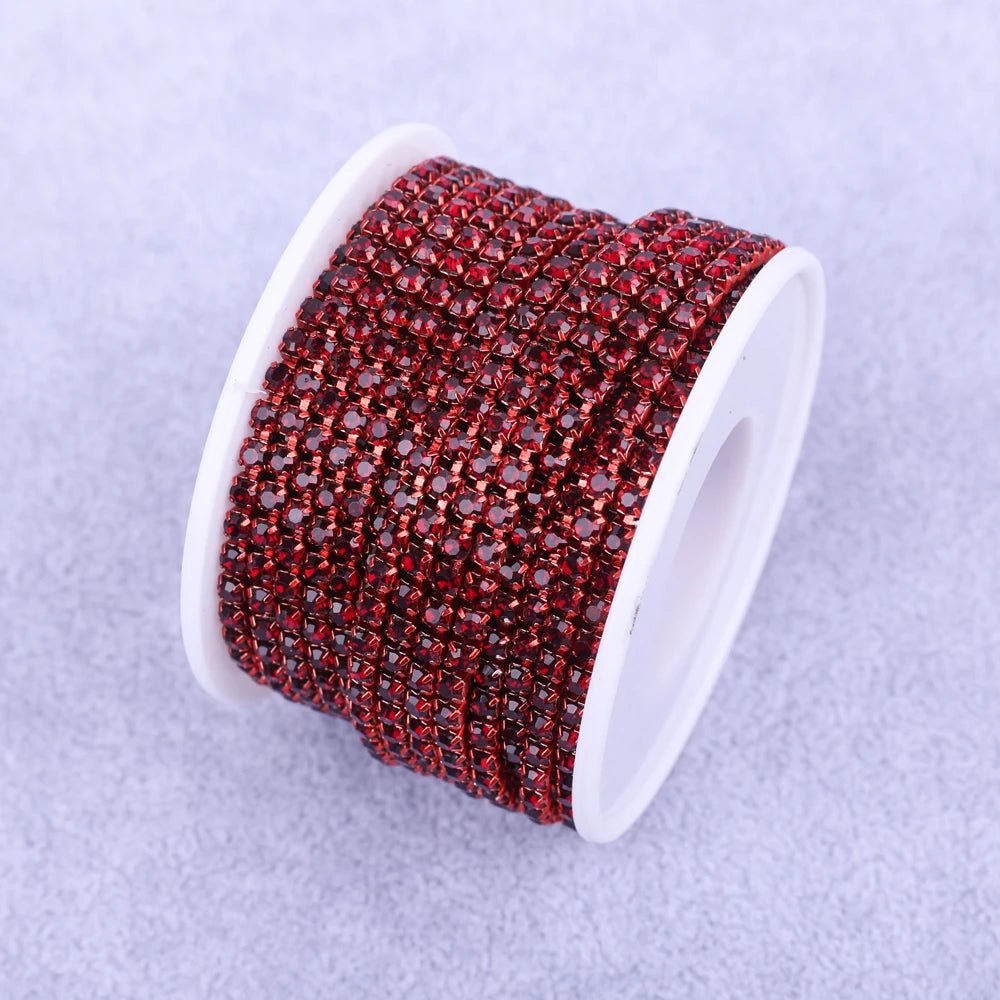 Crystal 10 Yard Rhinestones Trim Stone Cup Chain Gold Diamond Strass Decorative Applique Crystal Trimmings For Dresses - Dk. 