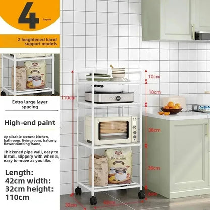 Minimalist style household storage rack, multi-layer adjustable shelf, mobile storage cart