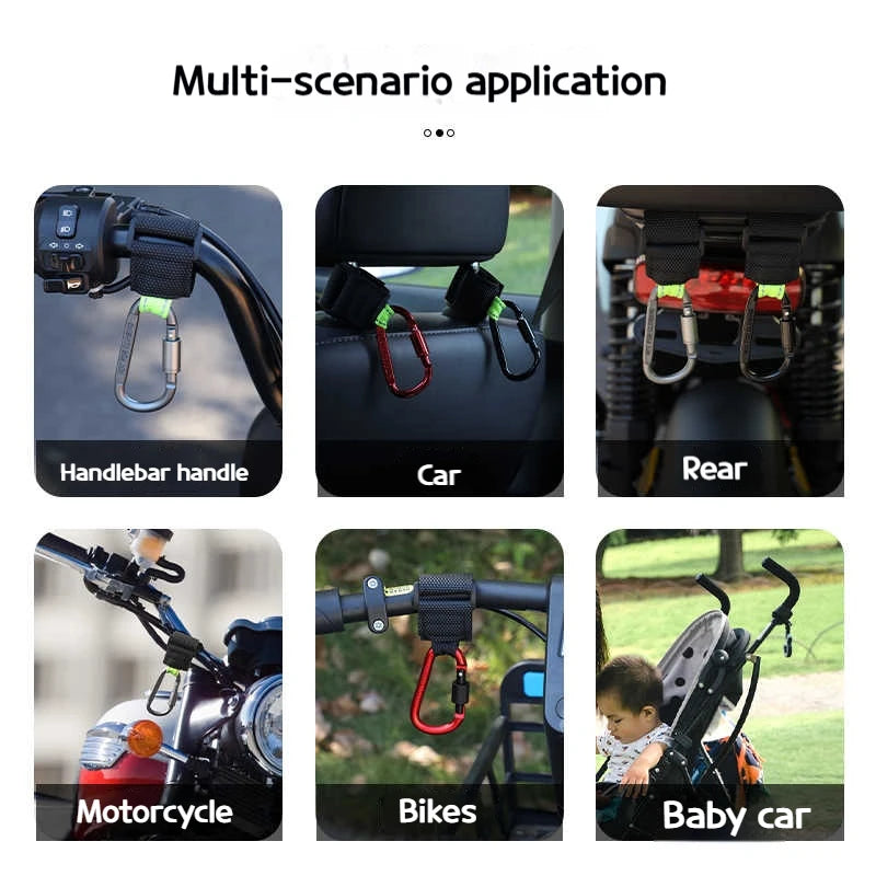 2PCS Heavy Duty Aluminium Alloy Hooks, Multi-functional Solid & Thick for Motorcycle, E-Bike, Scooter & Outdoor Use