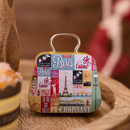 Christmas Decoration 2025 Metal Box Handbag Shape Tin Jar Jewelry Storage Case Kids Gift Can Storage Boxes 2026 Xms Party Dec