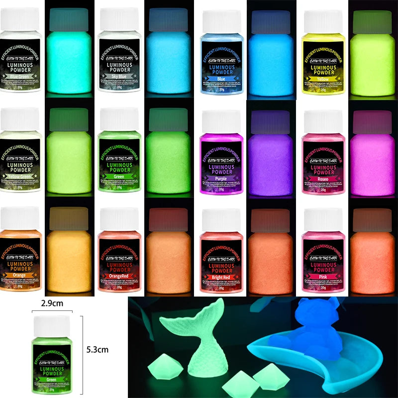 20g Long Lasting Bright Luminous Powder Paint Epoxy Resin Pigment Glow In The Dark Fluorescent Powder DIY Jewelry Making Fill