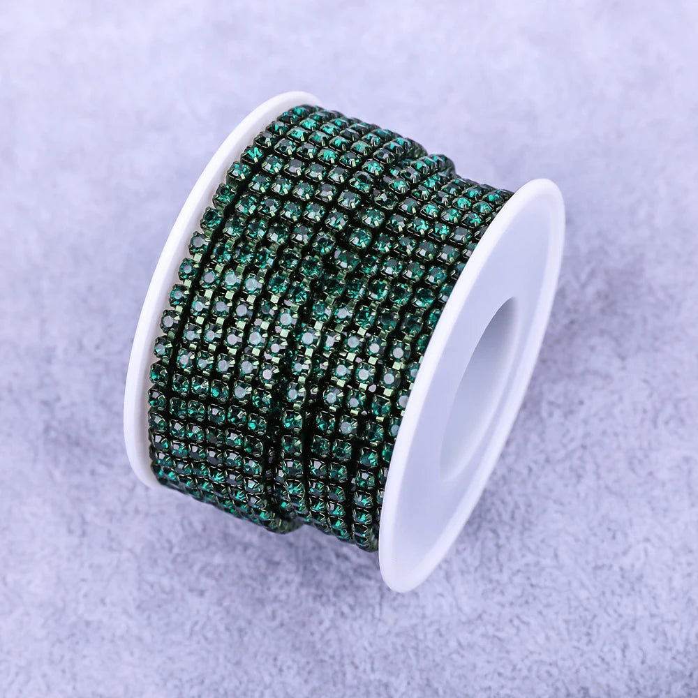 Crystal 10 Yard Rhinestones Trim Stone Cup Chain Gold Diamond Strass Decorative Applique Crystal Trimmings For Dresses - Emer