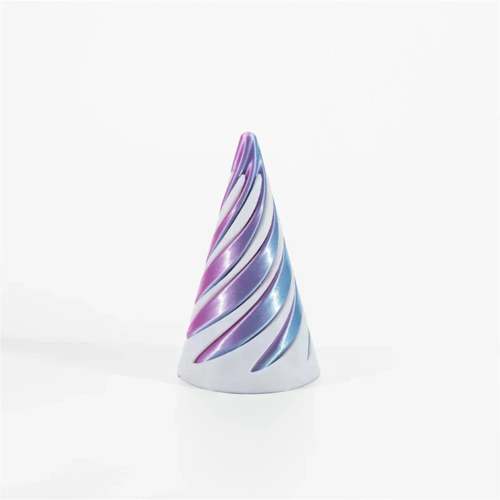 3D Printed Spiral Cone Pyramid Passthrough Sculpture Pass Through Pyramid Toy Mini Vortex Thread Illusion Cone Spiral Ornamen